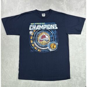 Vintage Colorado Avalanche Shirt Mens XL Blue NHL Hockey Lee Sport 01 Champions
